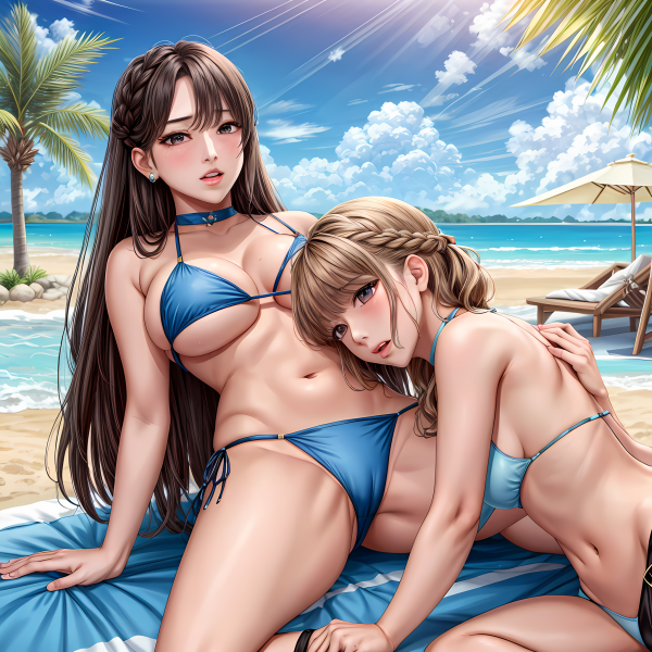 Innocent Maiden and Her Sultry Friend Under the Blue Sky