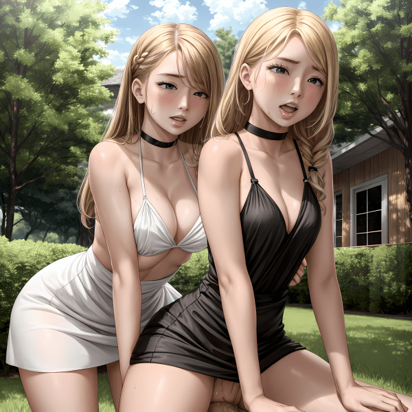 Blonde Duo's Outdoor Flirtation