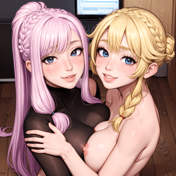Brunette's Sultry Smile Enthralls and Teases Her Blonde Counterpart