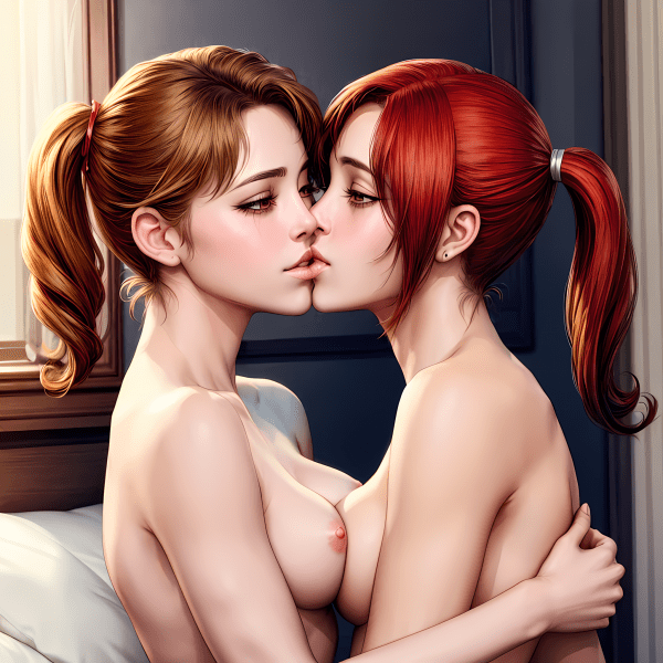 Brown-haired beauties entwined