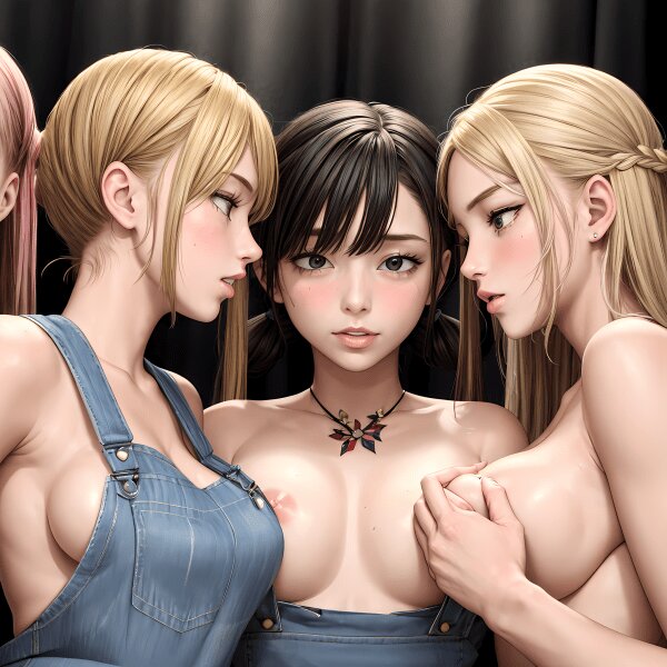 Intimate Embrace of Two Beautiful Girls