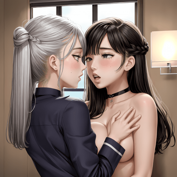 Long-Haired Beauties in Intimate Embrace